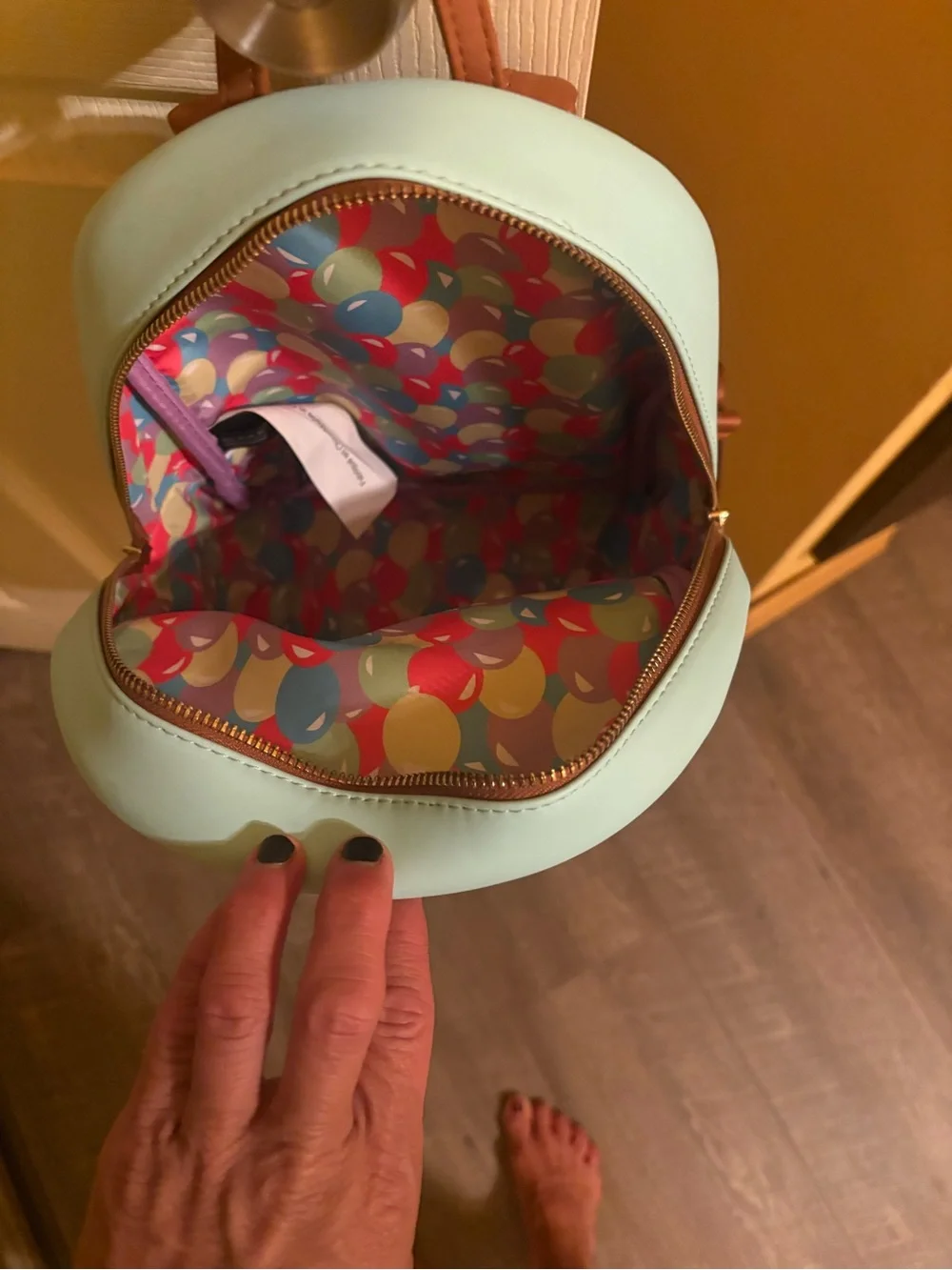 Loungefly Kids Light Blue Pixar Up Balloon Mini Backpack with Brown Trim